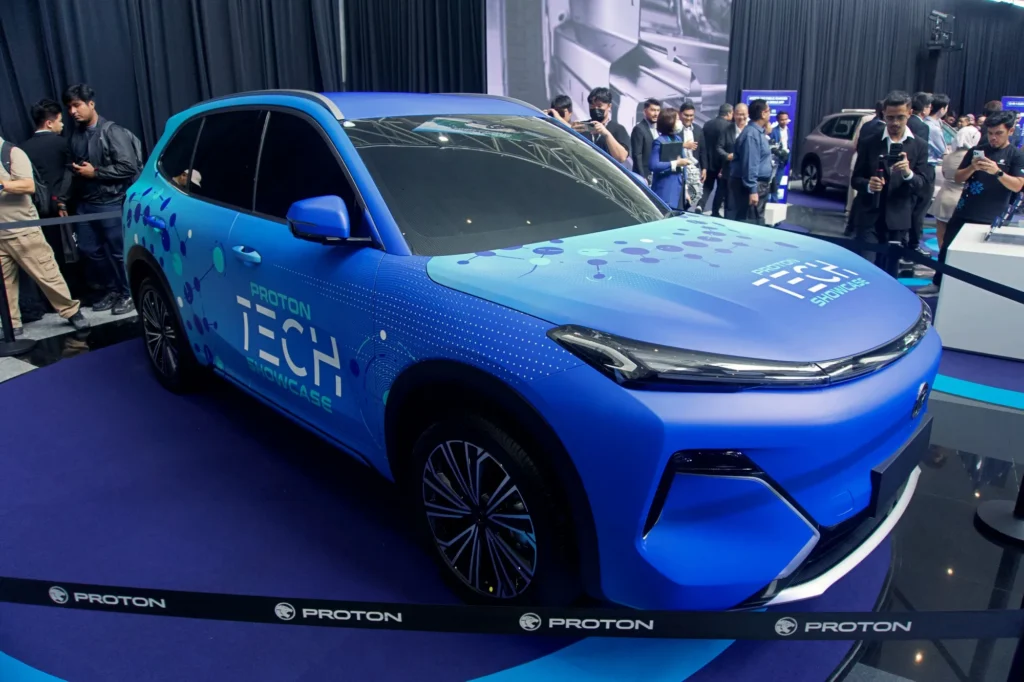 Proton eMas 7 PHEV front view at Proton Tech Showcase 2025